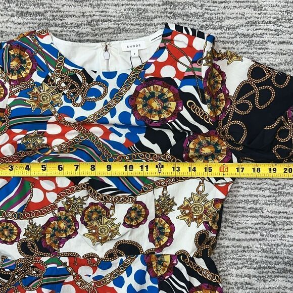NWT RHODE Hailey Chain-print Cotton-voile Mini
Dress In Cream Multi Size 2 - Picture 9 of 16